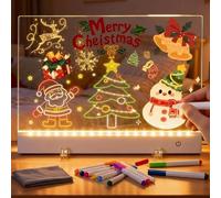SERIONR Tablero acrílico luminoso con Mensaje LED, tablero de notas luminoso transparente con 12 colores bolígrafo, tablero de escritura acrílico creativo reutilizable regalo para niños y adolescentes