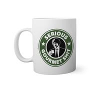 Serious Gourmet Shit Funny Movie Parody Graphic samuel jackson Taza Blanca 330ml