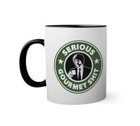 Serious Gourmet Shit Funny Movie Parody Graphic samuel jackson Taza de color negro con mango a juego 330ml