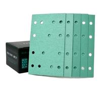 Serious Grit - Surtido de hojas de lija de 80 mm x 133 mm, 14 agujeros, grano 80, 120, 150, 180, 220 (10 de cada uno) - Se adapta a Festool RTS 400 y Mirka Deos 353 - Papel de lija de velcro - Caja de