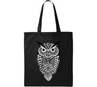 Serious Owl Art - Bolsa de algodón ecológico natural, color negro, Black, Talla única
