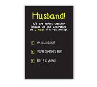 Seriously Just Kidding Husband - Tarjeta de cumpleaños para marido, We Are Perfect Together Because We Both Understand the 3 Rules of a Relationship!, Tarjeta de cumpleaños para marido, 6 x 9 pulgadas