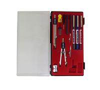 Serivan Juego Estuche Compás Bigotera Acero Inoxidable 8 Piezas + 3 Rotuladores Uni Ball Eye Micro UB150 + 1 Sacapuntas