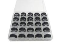 SERMALOER Marca 1 caja (25 bobinas de plástico preenrolladas) #Class-15BWC compatible con Babylock, Brother, Bernette, Janome, Kenmore, Elna, Pfaff, Singer Class 15 (negro)