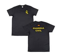 SERMILITAR Camiseta de la Guardia Civil española. Benemérita española. Camiseta 100% poliéster, Tejido técnico Deportivo. El Honor es mi divisa. (Negro, M)