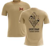 SERMILITAR Camiseta Militar - Caballería Española - Santiago Apóstol - 'Santiago y Cierra España' - Poliéster - Talla XL - Árido