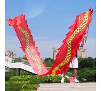 Serpentina de dragón Dragon Poi Fitness con cabeza de acero, cinta ligera con diseño de dragón, set de accesorios for escenario de baile y malabarismo for jóvenes, adultos y personas mayores.(Red,10 m