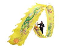 Serpentinas de Danza del dragón, Dragones de Seda, Excursión de Primavera al Aire Libre: ¡Juega en el Patio con Bastones de Fibra de Vidrio y Bolsa de Viaje! Parque al Aire Libre(Yellow,12m/39ft)