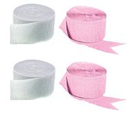 Serpentinas de papel crepé rosa y blanco (2 rollos de cada color), 290 pies en total, fabricado en EE.UU.