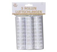 Serpentinas Happy Birthday blanco oro 3 rollos