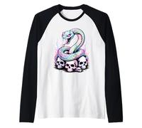 Serpiente Arco Iris Enrollado En Calaveras Camiseta Manga Raglan