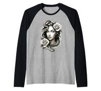 Serpiente Chica Serpiente Rosas Medusa Camiseta Manga Raglan