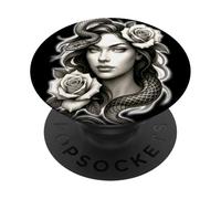Serpiente Chica Serpiente Rosas Medusa PopSockets PopGrip Adhesivo