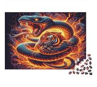 Serpiente contra Tigre Puzzle 1000 Piezas Papel Reciclado para Adultos Puzzle para Adultos Juego Familiar desafiante Excelente Idea de Regalo para relajación y Creatividad 52x38cm/1000pcs