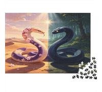 Serpiente Contraste Día Noche Puzzle de 1000 Piezas Cartón para Adultos Escena Bosque Desierto Relajación Decoración Hogar Regalo Familiar 70x50cm/1000pcs