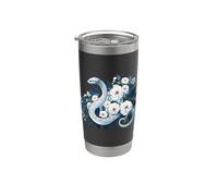 Serpiente flores blancas animales amor floral mágico Vaso térmico de acero inoxidable de doble pared
