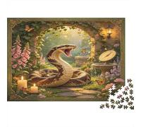 Serpiente Gigante Jardín Fantástico Puzzle de 1000 Piezas Papel Puzzle para Adultos Escena Encantada Luz de Vela Decoración Hogar Relajación Regalo 38x26cm/1000pcs