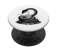 Serpiente gótica en Espiral con Vela goteando Llama Obra de Arte PopSockets PopGrip Adhesivo