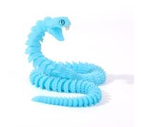Serpiente impresa en 3D, animales impresos en 3D, serpiente articulada con dientes, mascota de escritorio perfecta para coleccionistas de animales, juguetes de serpiente impresos en 3D (azul luminoso)