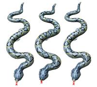 Serpiente inflable, paquete de 3 serpientes falsas de 37.4 pulgadas, grandes serpientes inflables para decoración de jardín y piscina de Halloween