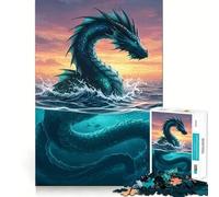 Serpiente Marina emergiendo del océano Rompecabezas de 1000 Piezas para Adolescentes Juguete Mental Momento de Paz Corte Premium Regalo artístico (50x75cm)
