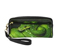 Serpiente Reptil Verde, Bolsa de Maquillaje Bolsa de cosméticos Bolsa de Aseo de Viaje portátil Estuche de Cuero para Mujeres y niñas