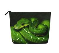 Serpiente Reptil Verde,Neceser de Maquillaje de imitación Lino, Neceser de Viaje portátil