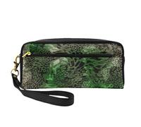 Serpiente Verde Estampada, Bolsa de Maquillaje Bolsa de cosméticos Bolsa de Aseo de Viaje portátil Estuche de Cuero para Mujeres y niñas