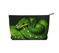 Serpiente Verde Reptil,Neceser de Pana, Neceser de Maquillaje portátil, Neceser de Viaje