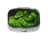 Serpiente verde reptil, pastillero con 2 compartimentos, organizador portátil