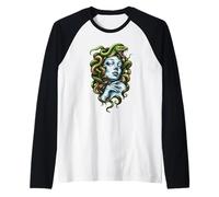 Serpientes Diosa Medusa Coloridas Camiseta Manga Raglan