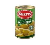 Serpis aceitunas rellenas de anchoa 130 gr【PACK AHORRO】- Caja de 12 Unidades