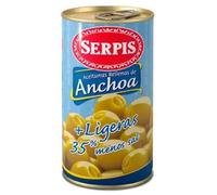 Serpis aceitunas rellenas de anchoa ligeras 130 gr【PACK AHORRO】- Caja de 12 Unidades