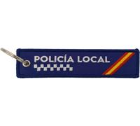 SERPOLICIA Llavero bordado de la Policia Local de españa con la frase Per aspera ad astra y la bandera de españa