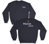 SERPOLICIA Sudadera de la policia Local. Policía Local de españa. Policía Municipal. Sudadera con y sin Capucha opositores. (FR/ES, Letras, L, Regular, Regular, Azul Marino sin Capucha)