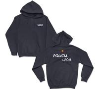 SERPOLICIA Sudadera de la policia Local. Policía Local de españa. Policía Municipal. Sudadera con y sin Capucha opositores. (FR/ES, Letras, S, Regular, Regular, Azul Marino con Capucha)