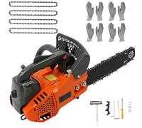 Serra a cadena de gasolina 25.4cc, sierra a cadena de manija superior de 2 tiempos con barra de 12", freno de cadena de parada rápida, sierra a cadena de gas para el corte eficiente de árboles