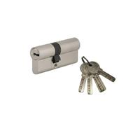 SERRURERIE DE PICARDIE - Cilindro de Cerradura Doble Entrada - Tiger 6 - Latón - Seguridad Reforzada - 6 Pernos - Protección Antiarranque y Antitaladro - 30 x 30 mm - Gris - 5 Llaves Reversibles