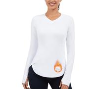SERSARY Camiseta térmica deportiva para mujer, manga larga, deportiva, térmica, protección UV, forro polar, camiseta funcional, jersey, manga larga, bolsillos, yoga, correr, manga larga, Blanco, M