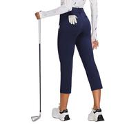 SERSARY Pantalones de Golf para Mujer 7/8 elásticos con Cremallera Derecha Trabillas para cinturón Pantalones de Golf, Pantalones Piratas Ligeros para Deportes, Viajes, Trabajo,Azul Oscuro,XL