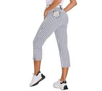SERSARY Pantalones de Golf para Mujer 7/8 elásticos con Cremallera Derecha Trabillas para cinturón Pantalones de Golf, Pantalones Piratas Ligeros para Deportes, Viajes, Trabajo,Pata de Gallo,L