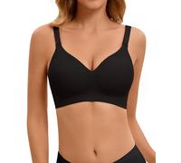 SERSARY Sujetador Sin Aros Push Up Sujetadores Sin Aro Mujer Comodos Sin Costuras con Relleno Bralette con Cuello En V Sexy Sostenes BáSicos Bras,Negro,S