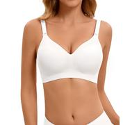 SERSARY Sujetador Sin Aros Push Up Sujetadores Sin Aro Mujer Comodos Sin Costuras con Relleno Bralette con Cuello En V Sexy Sostenes BáSicos Bras,Blanco,L