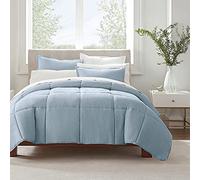 Serta Juego de edredón Liso hipoalergénico Ultra Suave, poliéster, Azul Claro, Individual XL