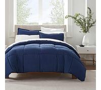 Serta Juego de edredón Liso hipoalergénico Ultra Suave, poliéster, Azul Marino, tamaño King