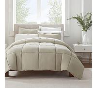 Serta Juego de edredón Liso hipoalergénico Ultra Suave, poliéster, Caqui, matrimonial/Queen