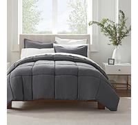 Serta Juego de edredón Liso hipoalergénico Ultra Suave, poliéster, Gris, tamaño King