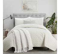 Serta Pinsonic - Juego de edredón de poliéster, Marfil, tamaño King/Lime King