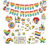 SERTAS Banderines de orgullo, decoraciones de orgullo con bandera de orgullo grande, banderines de arco iris, accesorios LGBTQ para interiores y exteriores, decoración de fiesta LGBT, desfile gay, mes