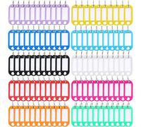 Sertay 100 Piezas Llavero de Plástico, Identificador Llaves, Etiqueta de Llavero, Con Anillo Partido,el Plastico, Para Etiqueta de Equipaje de Identificación(10 Colores 10 Piezas Cada Uno)